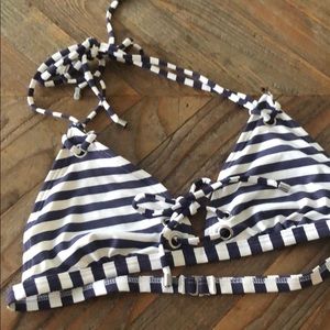 banana republic. blue + white striped bikini top